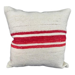 Turkish Hemp Pillow Cushion Natural Beige Red Pillow Cushion Cover 24"x24" For Sale