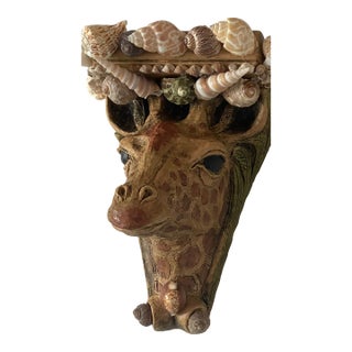 Safari Giraffe Wall Bracket Encrusted With Sea Shells For Sale