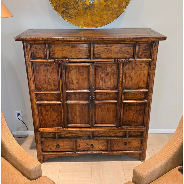 Wood 1900-1909 Chinese Lacquered Ming Style Cabinet Armoire Vintage For Sale - Image 7 of 7