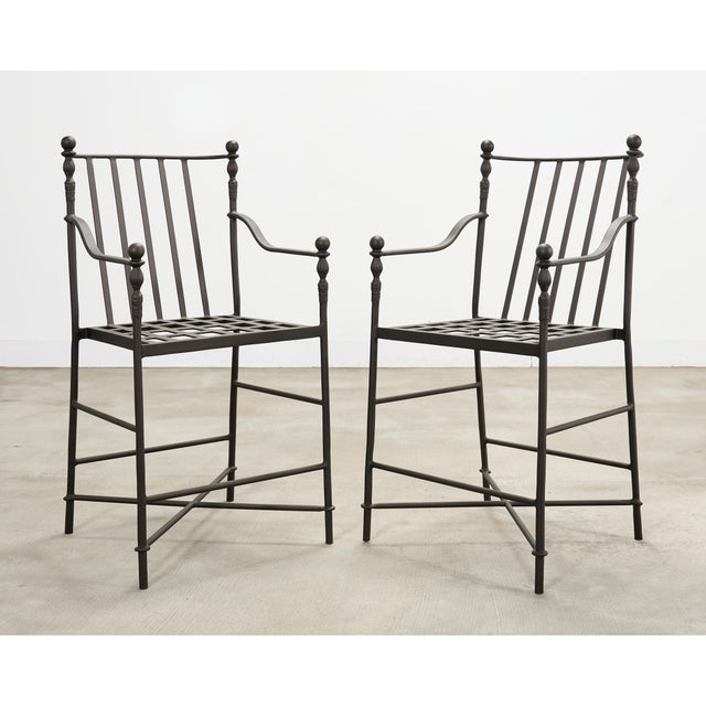 Set of Four Michael Taylor Montecito Bronzed Garden Barstools For Sale - Image 10 of 18