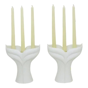 Uta Feyl White Matte Porcelain Candelabrum for Rosenthal Studio Linie - a Pair