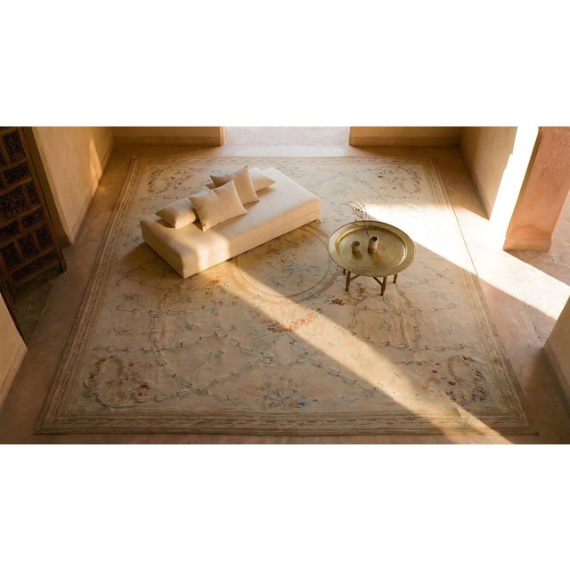 Luxurious Antique Floral Design on a Delicate White Background French Aubusson Rug For Sale - Image 13 of 15