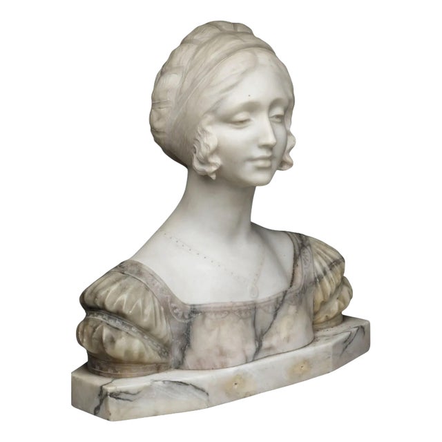Italian School, Bust of a Woman, 19th-Century, Carrara Marble For Sale