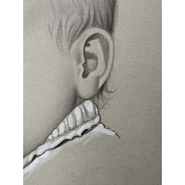 American 1940s Original Signed Graphite Illustration of Baby Portrait, 11.5 × 9 In. For Sale - Image 3 of 6