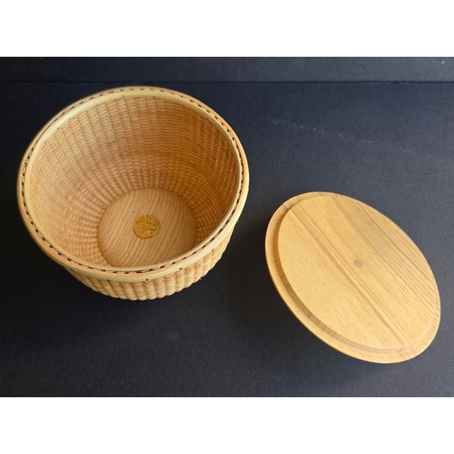 Nathan Taylor Nantucket Woven Basket Jar With Ash Wood Lid For Sale - Image 10 of 15