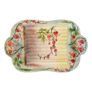 Antique French Majolica Asparagus Serving Platter by St. Clément For Sale