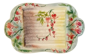 Antique French Majolica Asparagus Serving Platter by St. Clément