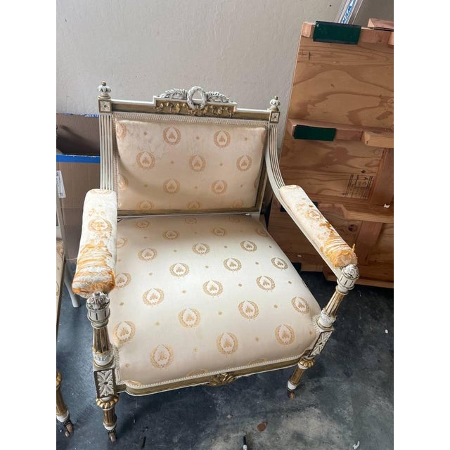 19th Century French Louis XV Style Gold Giltwood 3-Piece Parlor Salon Suite For Sale - Image 14 of 17