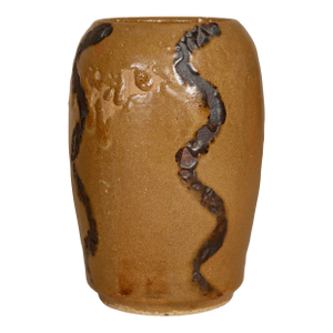Organic Wheel Thrown Wood-Fired Stoneware Vase With Snake-Like Raised Surface Lines