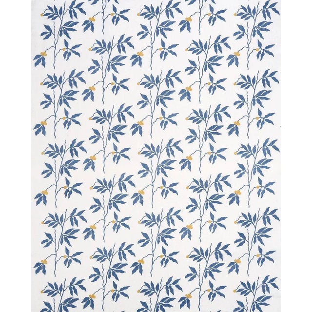 With uncommonly large (nearly 11Â”) motifs, Lilla Embroidery in blue is a traditional design with modern leanings. The...