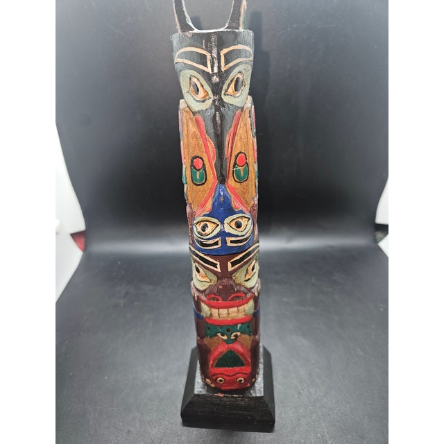 1970s Vintage Hand-Carved Wooden Totem Pole, Not Signed For Sale - Image 5 of 5