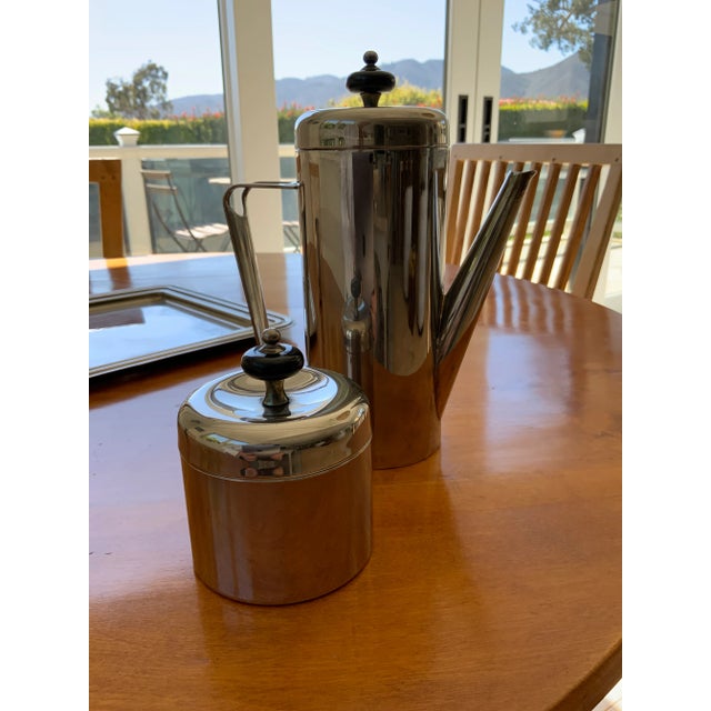 1930s Cristofle-Style 1930s Italian Moderne Silver Plate Coffee Set With Tray, Creamer and Sugar Bowl - 4 Pieces For Sale - Image 5 of 10