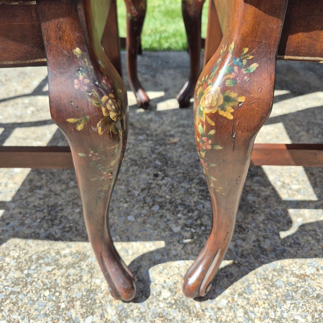 Mid-20th Century Lane Furniture French Provincial Paint Decorated Walnut Dining Chairs, Set of 8 For Sale - Image 12 of 15