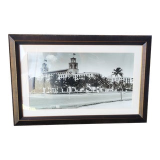 Vintage Black White Framed Photograph Breakers Hotel Palm Beach Wall Art For Sale