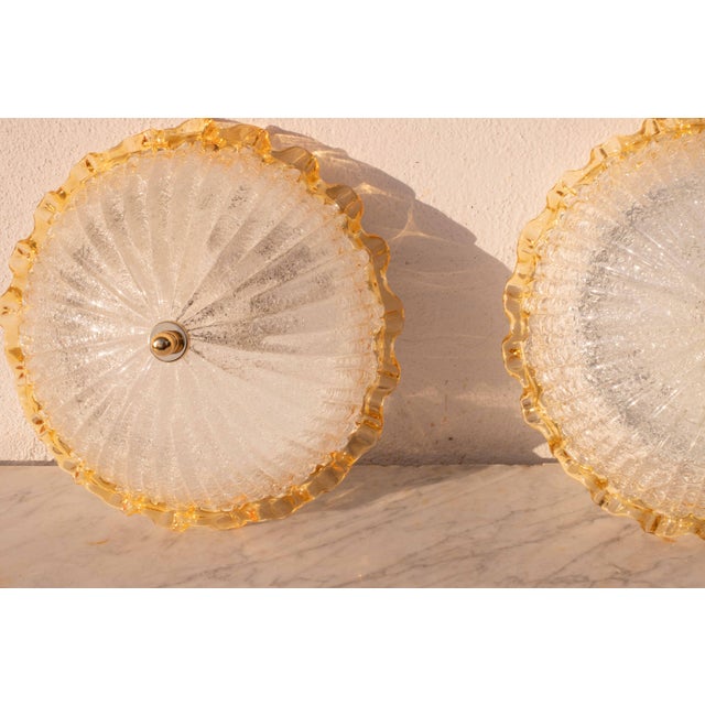 Set of 2 Italian Yellow Murano Glass Ceiling Fixture, Murano, 1970 For Sale - Image 4 of 12