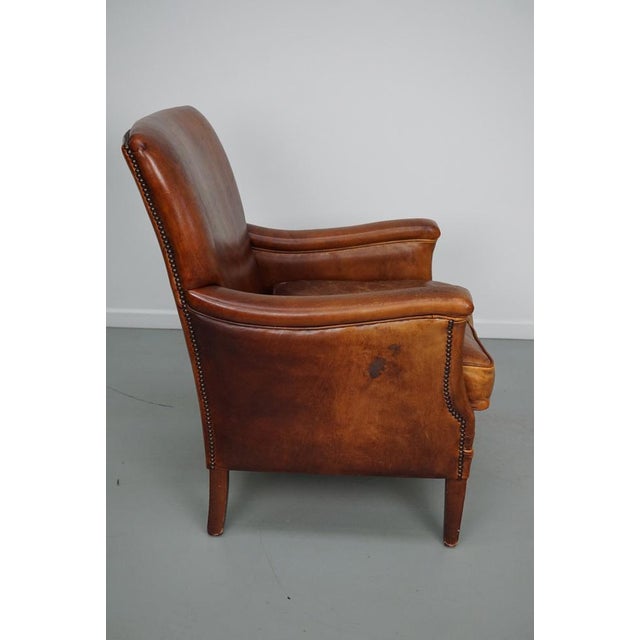 Animal Skin Vintage Dutch Cognac Leather Club Chair, 1970s For Sale - Image 7 of 15