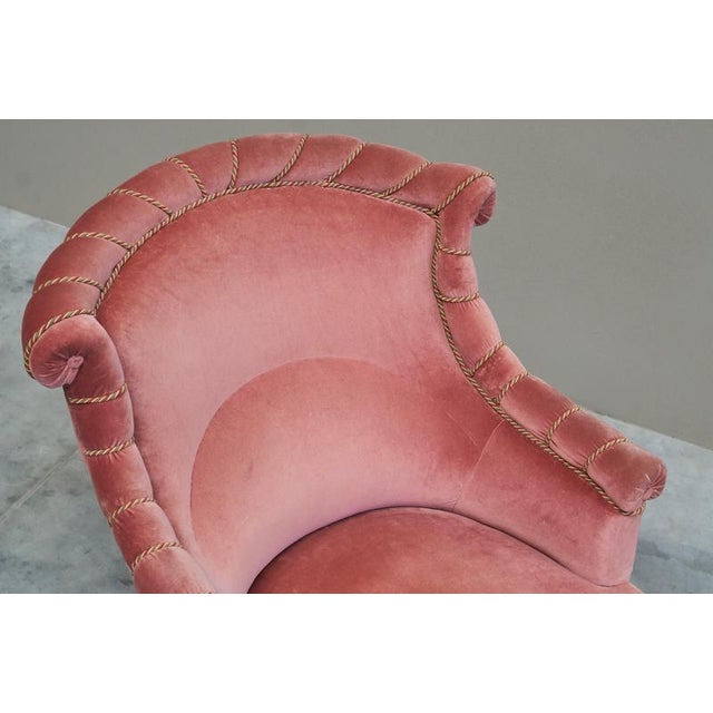 Late 19th Century Lounge Chair in Pink Velvet For Sale - Image 12 of 13