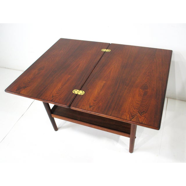 Coffee Grete Jalk Rosewood Swivel Top Side Table or Coffee Table by Poul Jeppesens Denmark For Sale - Image 8 of 12
