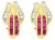 Ruby & Baguette Diamond Earrings 2.35cttw 14k Yellow Gold, 2 Pieces For Sale
