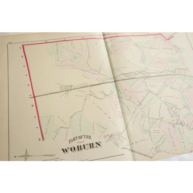 Paper Antique Woburn Massachusetts Atlas Map Plate J For Sale - Image 7 of 8