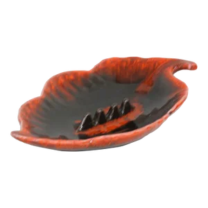 Mid Century Ceramic Hand Painted Leaf Ashtray Tray