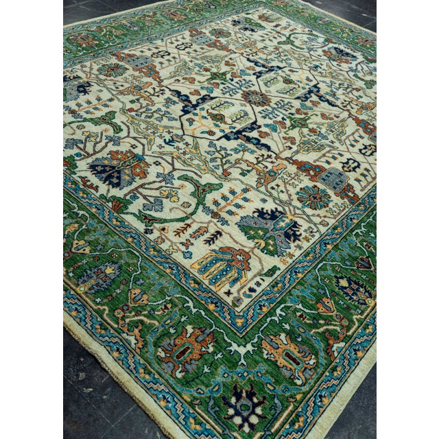 Green Oriental Hand Knotted Rug 8'3" x 10'5" #20648 For Sale - Image 8 of 8