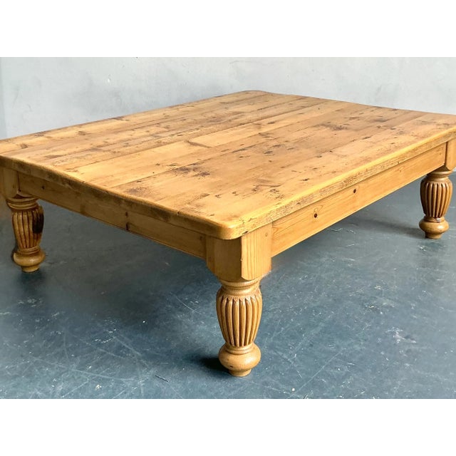Vintage Boho Knotty Pine Farm Coffee Table For Sale - Image 4 of 8