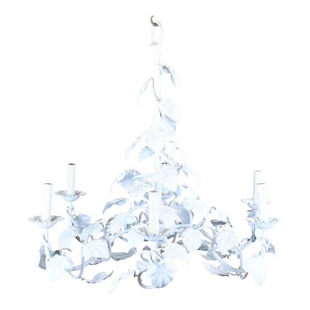 Vintage White Ornamental Chandelier For Sale
