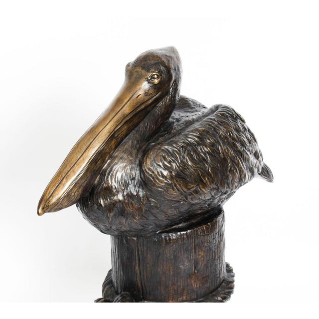 Bronze Pelicans on Mooring Posts, Late 20th Century, Set of 2 For Sale - Image 14 of 17