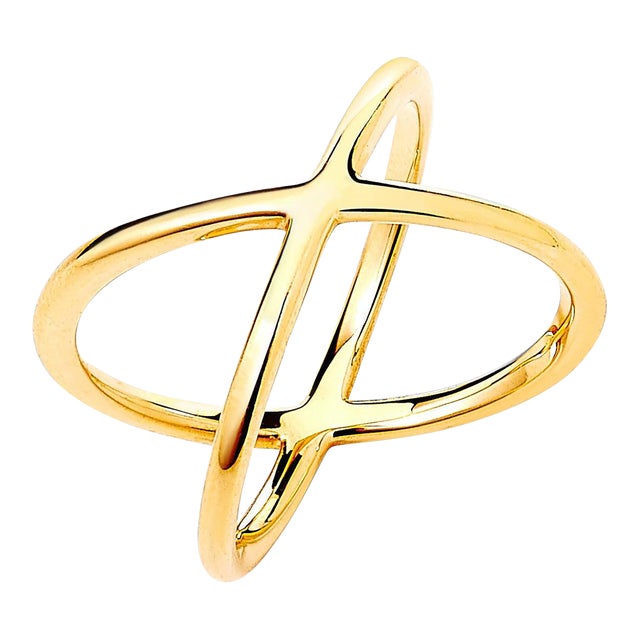 Syna Yellow Gold Cross Ring For Sale