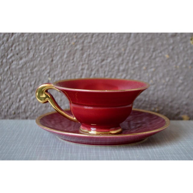 Art Deco Harlequin Coffee Service in Colored and Gilded Porcelain, 1940s, Set of 15 For Sale - Image 11 of 18