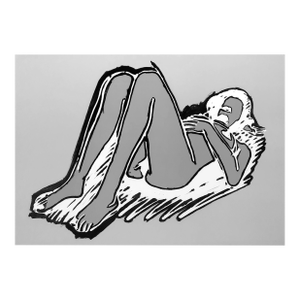 1990s Tom Wesselmann, Monica Lying on Her Back, Knees Up (Large Hand Signed Print)