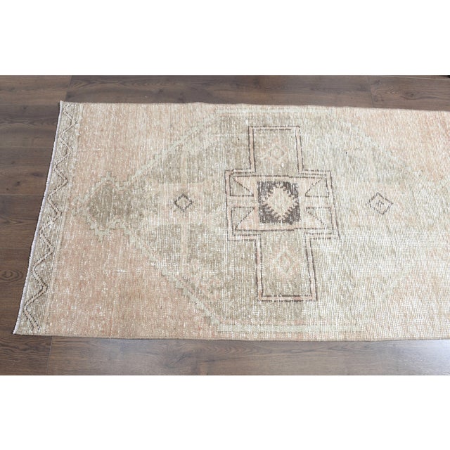 1970s Vintage Turkish Handmade Wool Cotton Runner Rug For Sale - Image 10 of 11