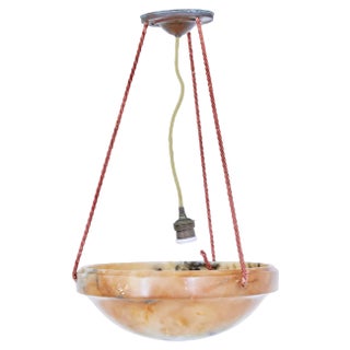 Art Deco Alabaster Hanging Dish Light, 1930s For Sale