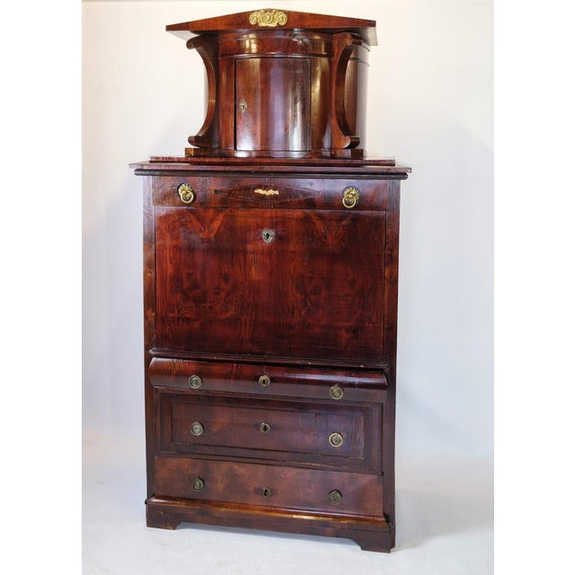 Antique Secretary in Mahogany with Brass Fittings, 1840s For Sale - Image 11 of 15
