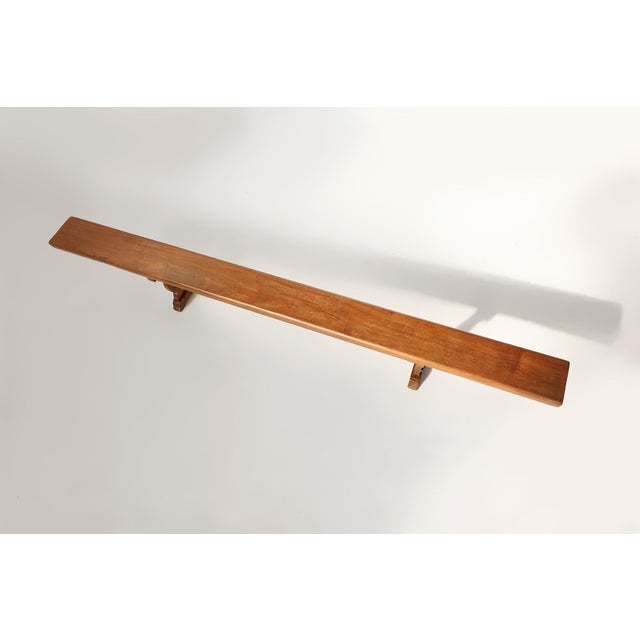 Antique French Long Elm Monastery Bench, 1850 For Sale - Image 14 of 15