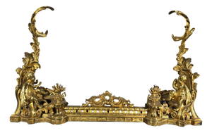 19th Century French Adjustable Gilt Bronze Fireplace Fender, 1860s