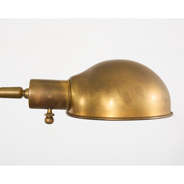 Midcentury Patinated Brass Adjustable Pharmacy Floor Lamp For Sale - Image 4 of 18