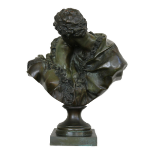 French Sculpture “Le Baiser Donné" (The Kiss Given) Bronze by Jean-Antoine Houdon, 19th Century