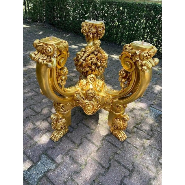 1980 Italian Baroque Gold Beech Black Velvet Dining Set - 7 PCS For Sale - Image 12 of 17
