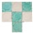 Art Deco Set of Seven Large Portuguese Glazed Tiles Mint Green & White Geometric Design c.1910s For Sale