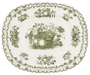 Vintage Serving Plates with Green Fruit Basket Decor from Masons, 1950s, Set of 2