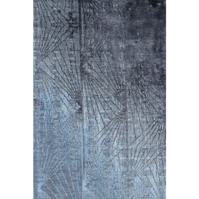 Abstract Rug & Kilim’s Contemporary Geometric Rug in Blue and Gray “Abstract Medallion” For Sale - Image 3 of 8