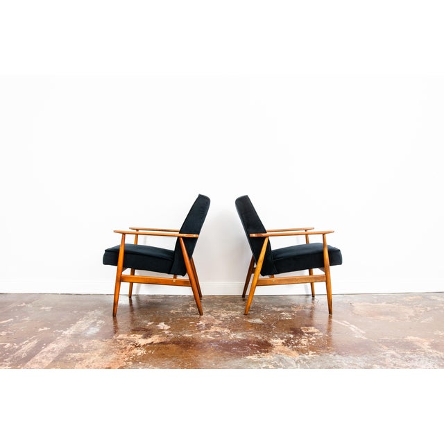 Black Vintage Lounge Chairs by H. Lis, Poland, 1970s, Set of 2 For Sale - Image 8 of 13