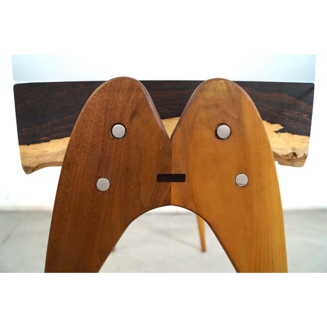 Mid-Century Modern Style Hand Crafted Walnut & Rosewood Side Table For Sale - Image 9 of 12