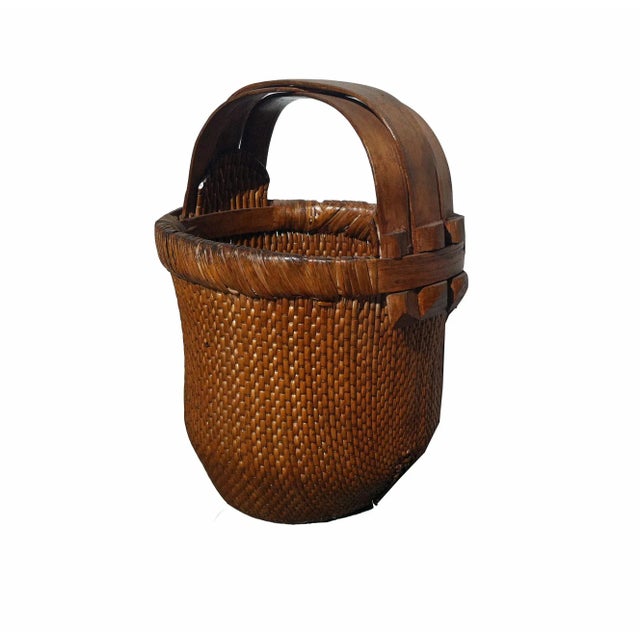 1930s Antique Chinese Hand-Woven Basket For Sale - Image 5 of 5