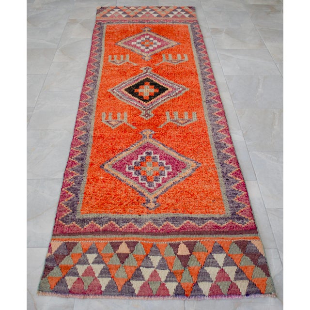 1960s 1960s Vintage Hand Knotted Primitive Turkish Runner For Sale - Image 5 of 15