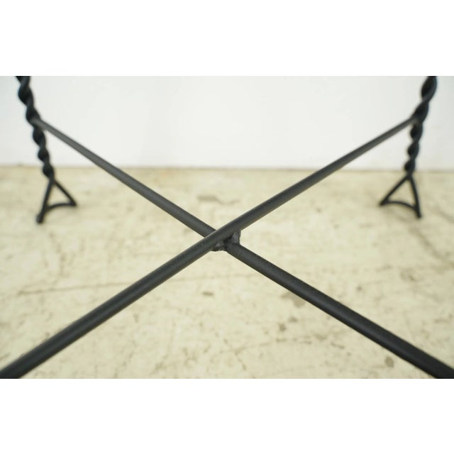 Wood Pair of Restored Vintage Black Steel Frame Round Oak Plant Stands For Sale - Image 7 of 9