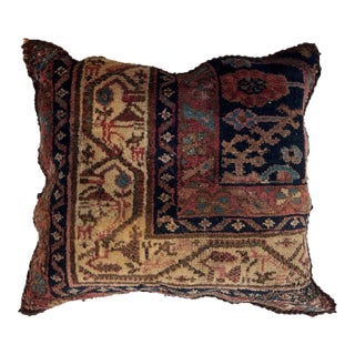 Pillow W/Antique Persian Rug Fragment, 1'4' X 1'4" For Sale