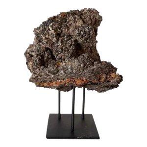 Late 20th Century Small Crystal Rock Specimen With Custom Iron Stand